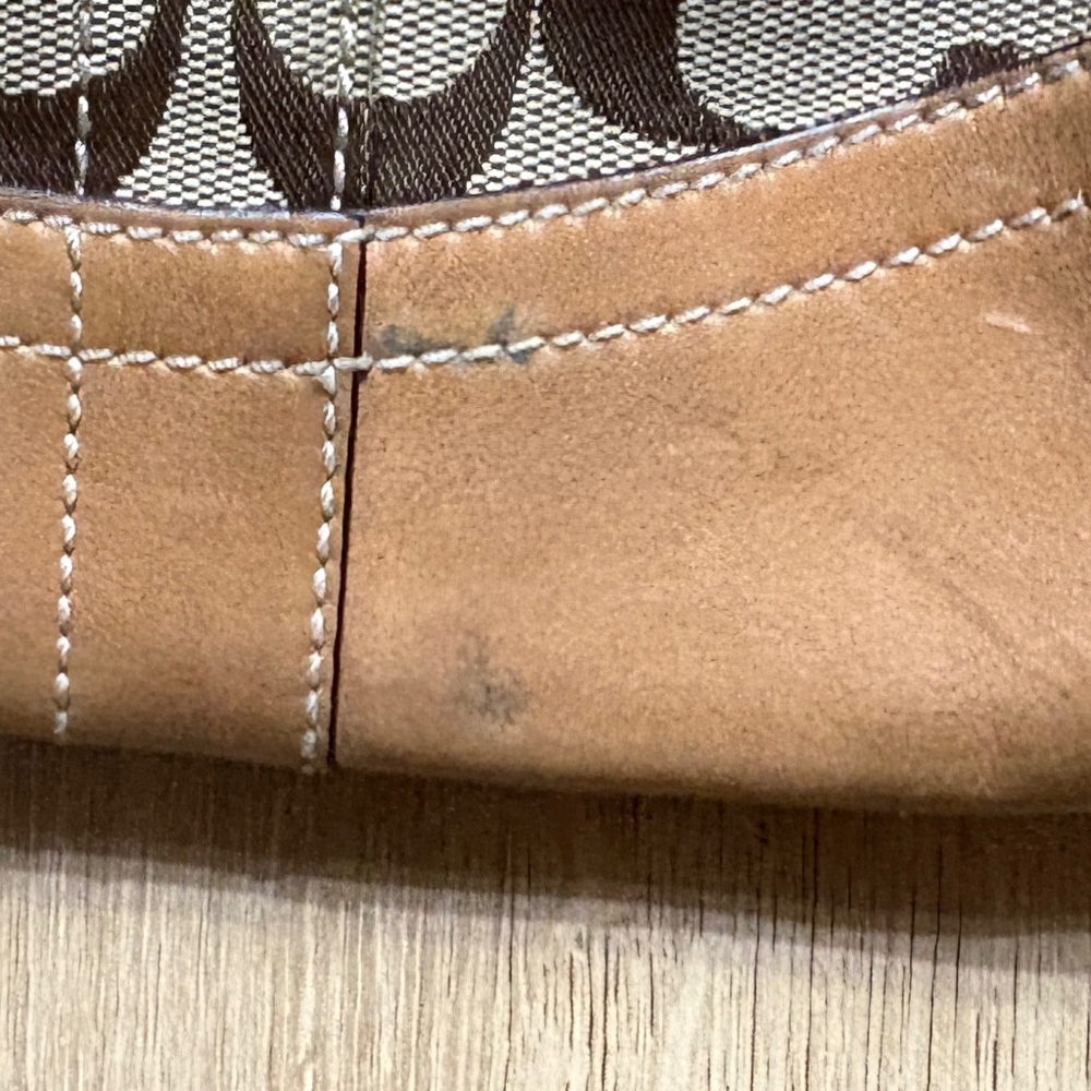 Coach Signature Tan Brown Jacquard Leather Y2K Shoulder Bag Purse with hangtag - Picture 9 of 15
